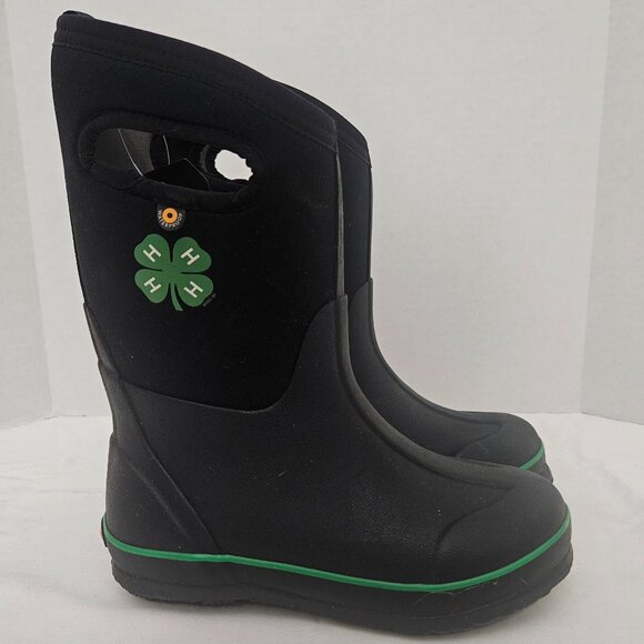 4-H Bogs Boots - Youth Size 3 - Black - 100% Waterproof - New In Box - Picture 1 of 9